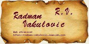 Radman Vakulović vizit kartica